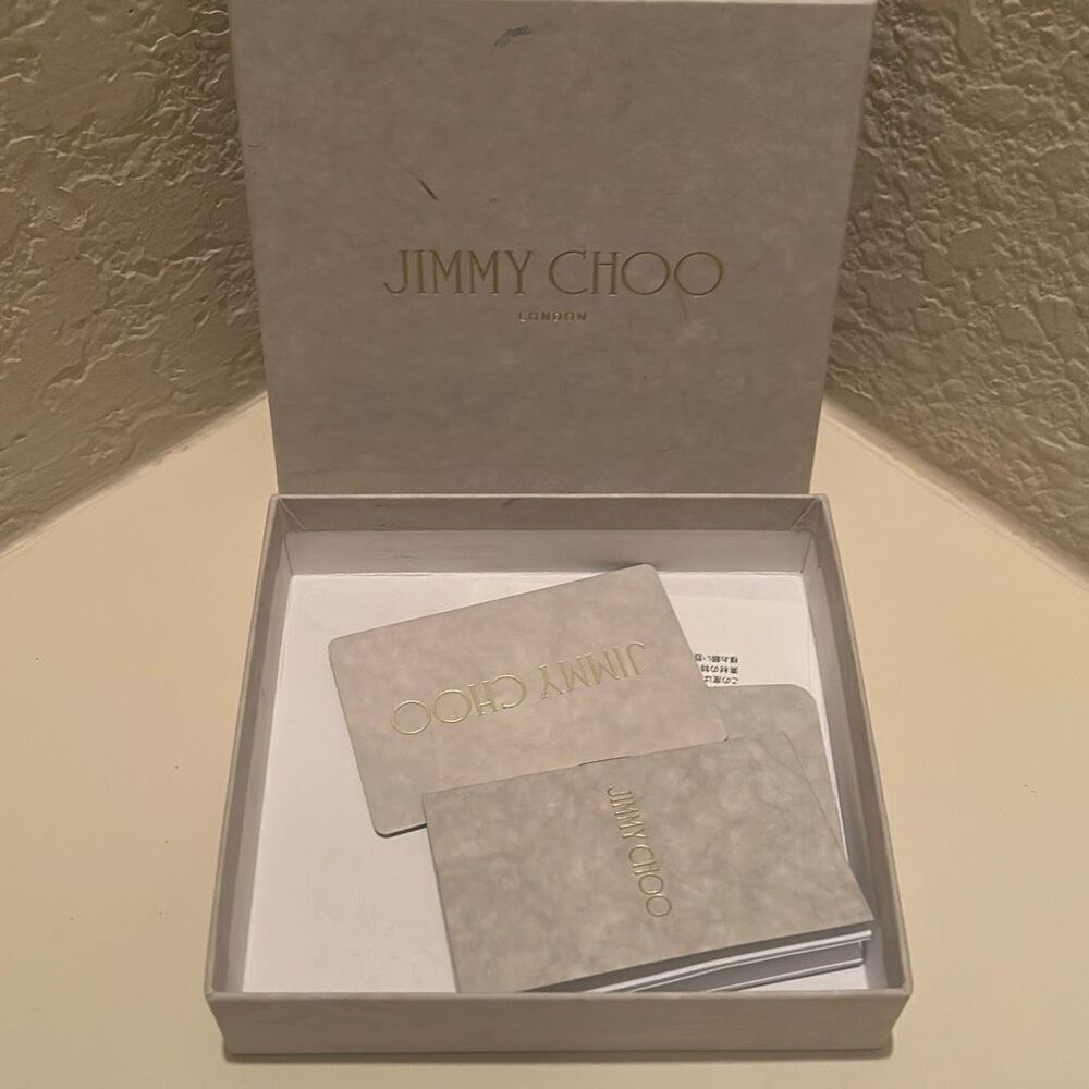 Jimmy Choo Small Square Box Light Gray Gold Lettering Luxury Storage Decor - Picture 4 of 10
